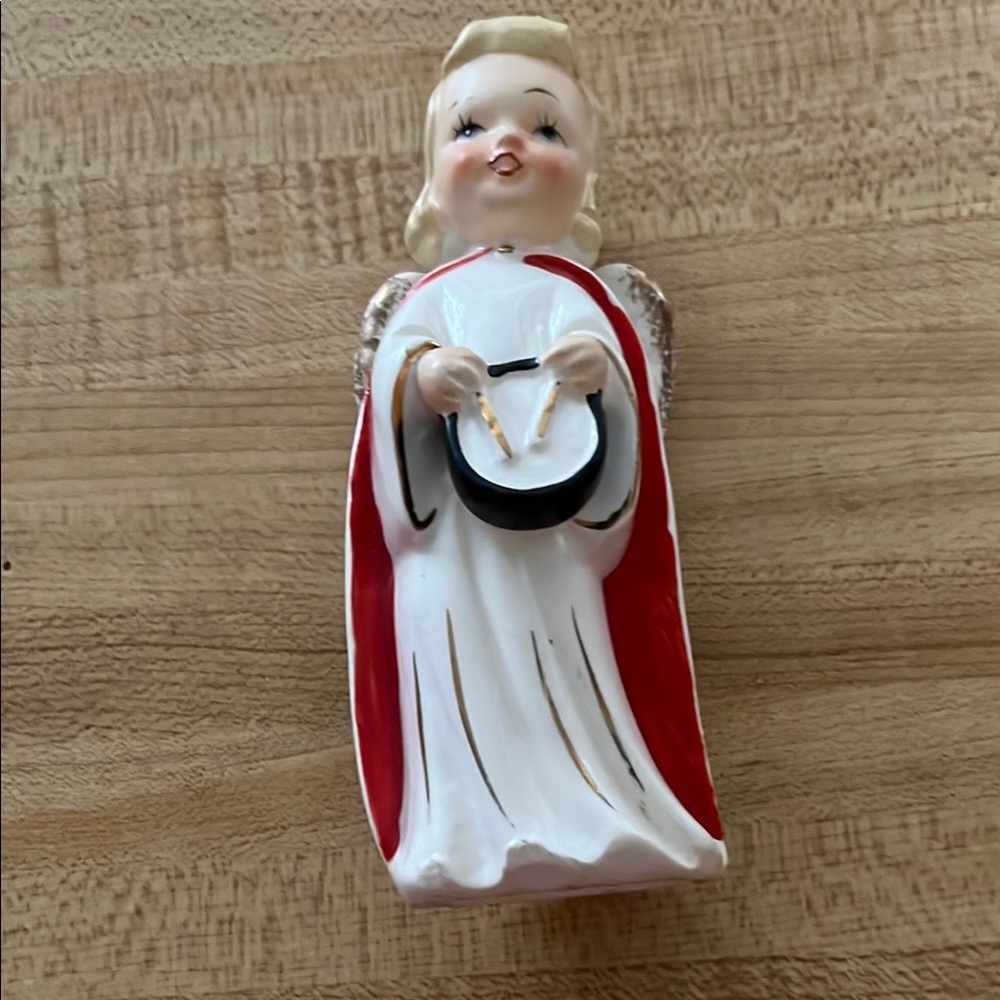 Vintage Angel Figurine with Red and White Robe